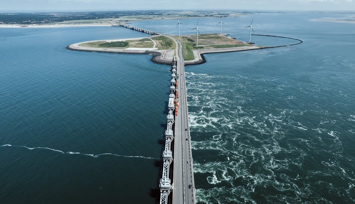 Luchtfoto van de Deltawerken