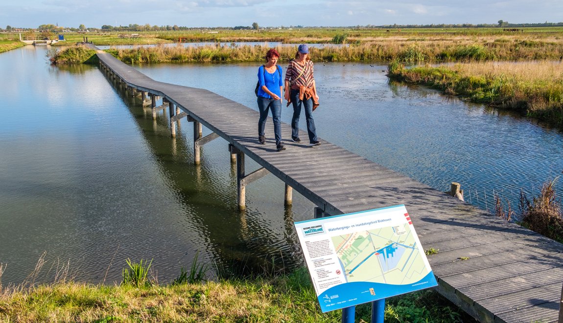 Wandelen in de polder over het waterbergingsgebied Schalkwijk